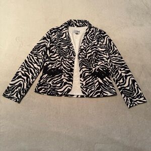 Joseph Ribkoff Black and White Beaded Zebra Blazer Vintage